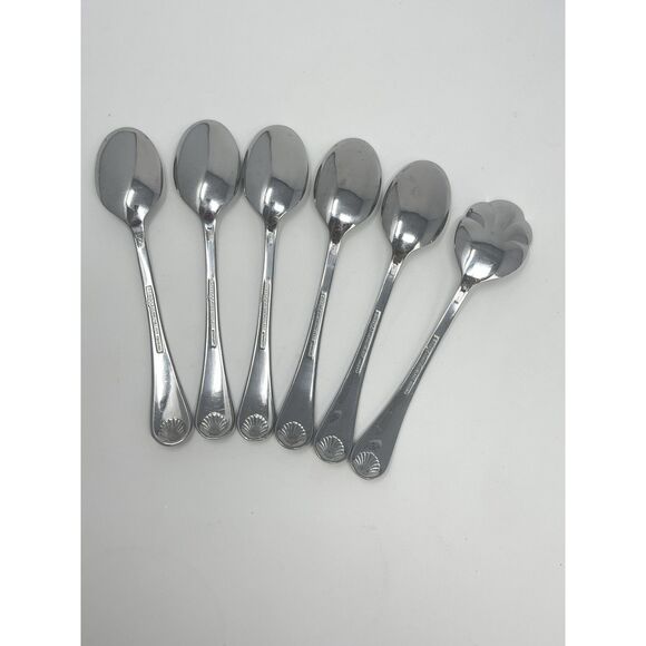 Reed & Barton BAYVIEW Stainless Glossy Teaspoons Set Of 5 & 1 Sugar Spoon 6.25” - Picture 4 of 7